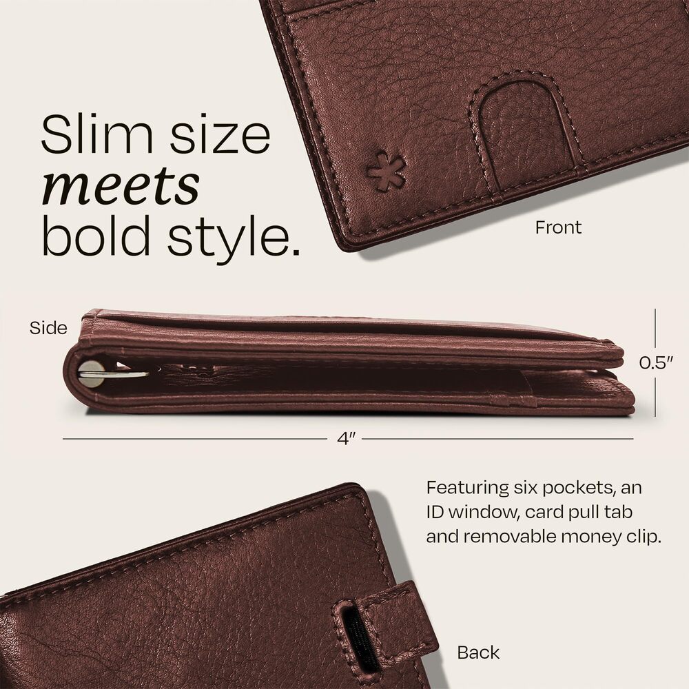 9831 Full Grain Leather Wallet with RFID Blocking & Money Clip - Minimalist - Picture 4 of 9